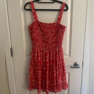 Hot Pink Floral Tiered Mini Dress